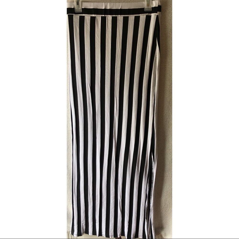 Black and White Striped Maxi Skirt